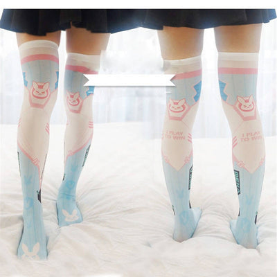 Sexy Women's High Stockings Pink Kawaii Cospaly Printed Over The Knee Stockings Women Polyester Medias for Girls 5S-SW17