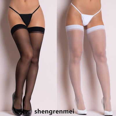 Shengrenmei  Women Rib Top Cuff Sexy Stockings Transparent Silk Stocking Ladies Thigh High White Stockings Medias De Mujer