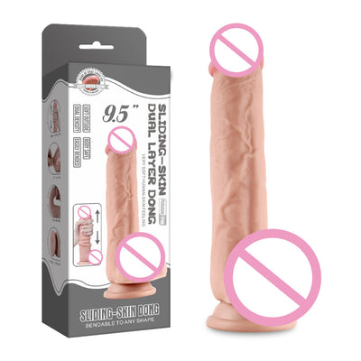 Sliding-Skin Dual Layer Huge Realistic Dildo with Suction Cup Flesh Dildos for Women Lesbian Masturbation Anal Sex Toys