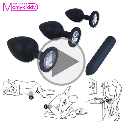 Soft silicone anal butt plug prostate massager adult gay products anal plug 10 frequency fun bullet vibrator female supplies men