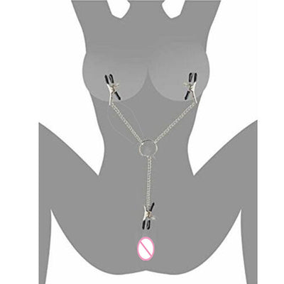 Stainless Steel Labia Clitoris Nipple Clamps with Vagina Clamps Metal Chain BDSM Bondage Restraint Sex Toys for Woman Couples