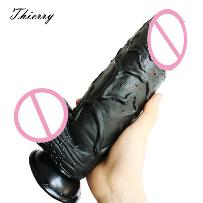 Thierry 10.04*2.87 Inch Huge Thick Black Dildo, Realistic  Cock Large Penis Big Dong Dick Sex Toys for Women Erotic Sex Products