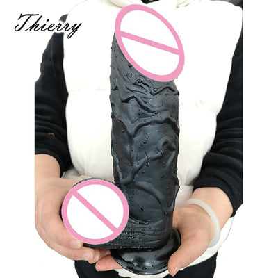 Thierry 10.04*2.87 Inch Huge Thick Black Dildo, Realistic  Cock Large Penis Big Dong Dick Sex Toys for Women Erotic Sex Products