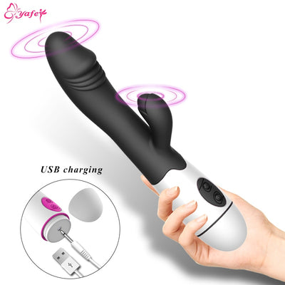 USB Rechargable 30 Speed Rabbit Vibrator for Women Vagina Clit stimulator AV stick G spot Vibrator Dildo Adult sex toy for Women
