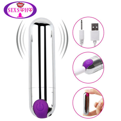 USB Rechargeable Mini Bullet Vibrator 10 Speed G-spot Clitoris Stimulator Anal Massager Dildo Vibrators Adult Sex Toys for Woman