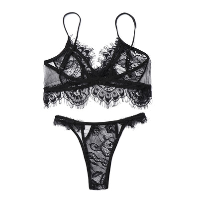 Women Sexy Bra Panties Set Lace Hollow Out Bralette Underwear High Waist Panty Set Female Intimates Sexy Lingerie Bra Brief Set