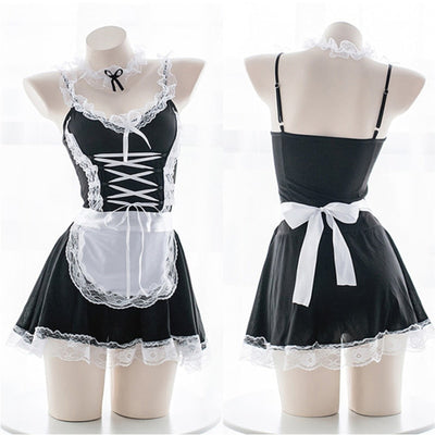 Women Sexy Lingerie Cosplay French Apron Maid Servant Lolita Sexy Costume Babydoll Dress Uniform Erotic Lingerie Role Play