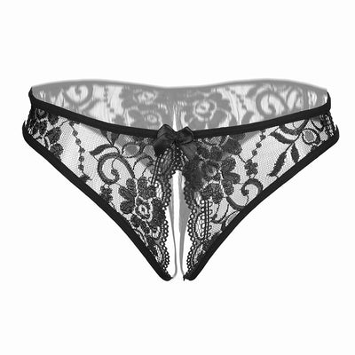 Women Sexy Lingerie hot sexy panties lace underwear Crotchless underpants wear briefs with bow front