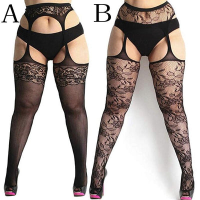 Womens Fishnet Stockings New Sexy Thigh High Stockings Plus Size Lace Suspender Pantyhose Lingerie Black Overknee Sexy Stocking