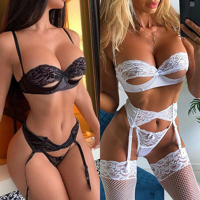 Womens Sexy Lingerie Underwear Lace Bra G-string Thongs Babydoll Nightwear Sleepwear Sets
