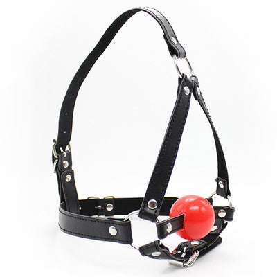 camaTech PU Leather Head Harness Bondage With Open Mouth Gag Ball Silicone Restraints Oral Fixation Stuffed Mask BDSM Adult Game