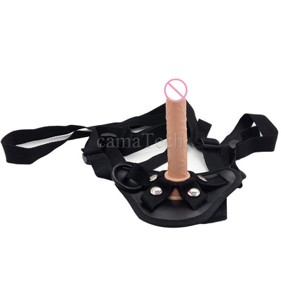camaTech Strap On Mini Dildo Panties 14.5*2.4cm Silicone Penis With Suction Cup Strapon Harness for Vagina/Anal Plug Sex toys