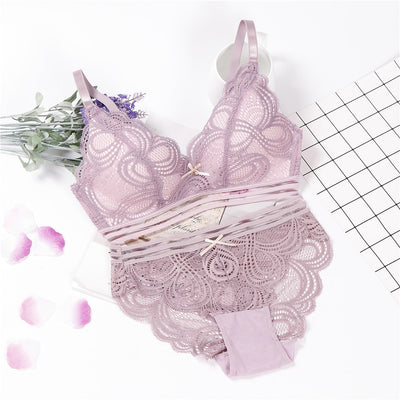 Lingerie Sexy Bra Set 3/4 Cup Wireless Transparent Panties Underwear Women Set Ropa Interior Intimates